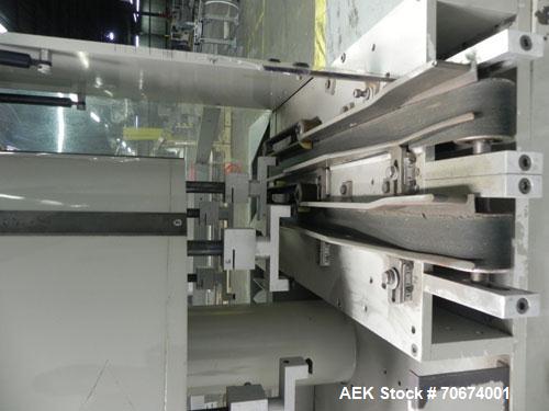 Used Marchesini BA400 Automatic Horizontal Cartoner capable of speeds up to 400 cartons per minute. Has 4" centers for a carton size range: length 25mm - 70mm, width 15mm - 70mm, depth 78mm - 150mm. ...