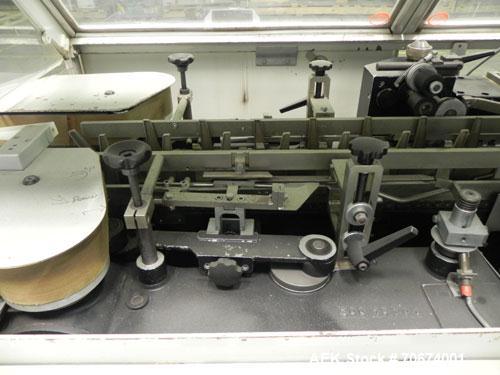 Used Marchesini BA400 Automatic Horizontal Cartoner capable of speeds up to 400 cartons per minute. Has 4" centers for a carton size range: length 25mm - 70mm, width 15mm - 70mm, depth 78mm - 150mm. ...