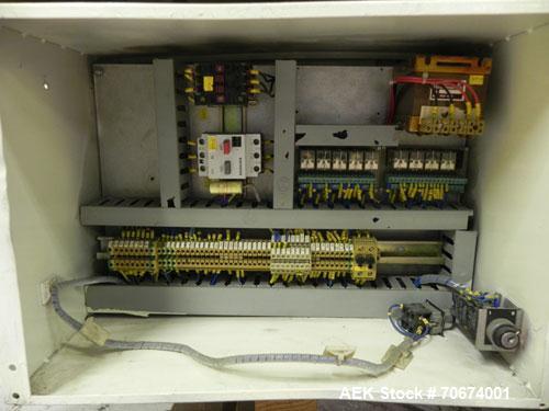 Used Marchesini BA400 Automatic Horizontal Cartoner capable of speeds up to 400 cartons per minute. Has 4" centers for a carton size range: length 25mm - 70mm, width 15mm - 70mm, depth 78mm - 150mm. ...