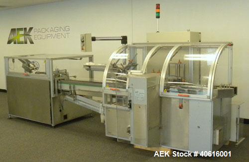 Used V2 Engineering Horizontal Cartoner, model V106. Capable of speeds up to 100 cpm. Has carton size range length 30mm to 140mm, width 15mm to 80mm, depth 70mm to 200mm. Has prefolded leaflet insert...