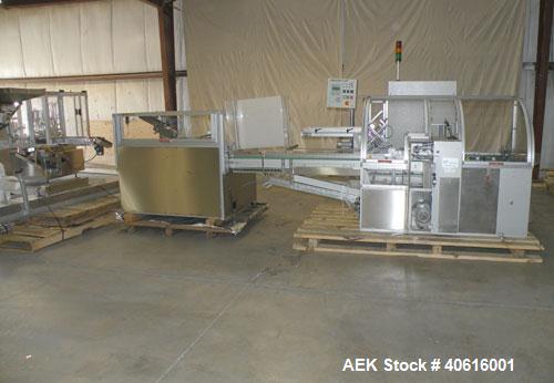 Used V2 Engineering Horizontal Cartoner, model V106. Capable of speeds up to 100 cpm. Has carton size range length 30mm to 140mm, width 15mm to 80mm, depth 70mm to 200mm. Has prefolded leaflet insert...
