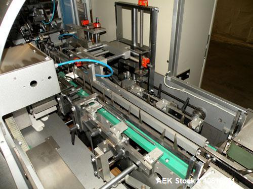 Used V2 Engineering Horizontal Cartoner, model V106. Capable of speeds up to 100 cpm. Has carton size range length 30mm to 140mm, width 15mm to 80mm, depth 70mm to 200mm. Has prefolded leaflet insert...