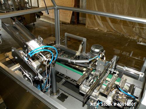 Used V2 Engineering Horizontal Cartoner, model V106. Capable of speeds up to 100 cpm. Has carton size range length 30mm to 140mm, width 15mm to 80mm, depth 70mm to 200mm. Has prefolded leaflet insert...