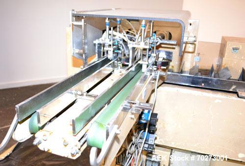 Used Zanasi Automatic Horizontal Continuous Motion Cartoner, Model KA, S/N 54127. This is a standard cartoner which was last running 5th panel tuck cartons, last running tubes and includes infeed sec...