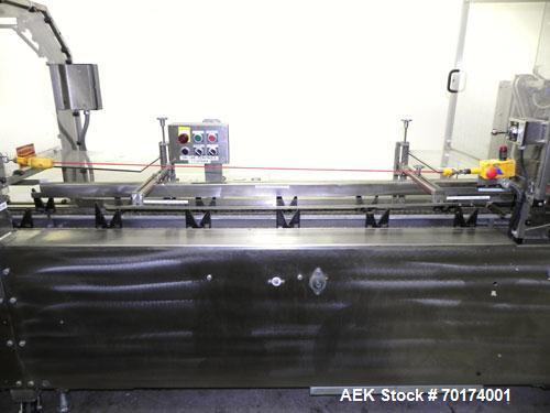 Used Adco 15D105-SS Stainless Steel Horizontal Load Semi Automatic Cartoner. Machine is capable of speeds up to 125 cartons per minute. Has 15" centers for a carton size range: length 1" - 9-1/2" or ...