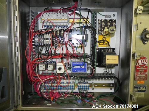 Used Adco 15D105-SS Stainless Steel Horizontal Load Semi Automatic Cartoner. Machine is capable of speeds up to 125 cartons per minute. Has 15" centers for a carton size range: length 1" - 9-1/2" or ...