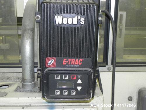 Used Adco Semi Automatic Horizontal Cartoner, Model 15DEC. Capable of speeds up to 60 cpm. Has 14" centers for a carton size range: length 1" to 12", width up to 3", and depth 5" to 12". Has Nordson ...