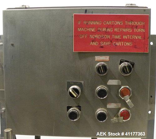 Used ADCO Semi Automatic Horizontal Carton End Sealer, Model 15DEC (similar to 15 CHL). Capable of speeds up to 30 CPM. Has 20" centers for carton size range: length 2" to 15", width 5/8" to 3", dept...