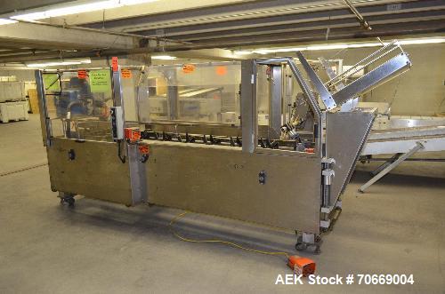 Used ADCO 15dz60 Horizontal Cartoner. Capable of speeds up to 60 cartons per minute. Has 12" centers for a carton sie range: (Length) 1" - 9" (Width) 1" to 4" (Depth) 4" to 12". Has a rotary single h...