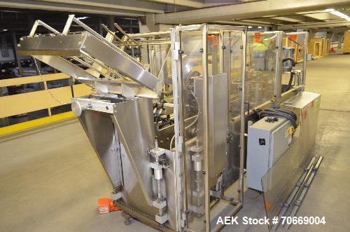 Used ADCO 15dz60 Horizontal Cartoner. Capable of speeds up to 60 cartons per minute. Has 12" centers for a carton sie range: (Length) 1" - 9" (Width) 1" to 4" (Depth) 4" to 12". Has a rotary single h...