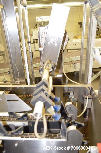 Used ADCO 15dz60 Horizontal Cartoner. Capable of speeds up to 60 cartons per minute. Has 12" centers for a carton sie range: (Length) 1" - 9" (Width) 1" to 4" (Depth) 4" to 12". Has a rotary single h...