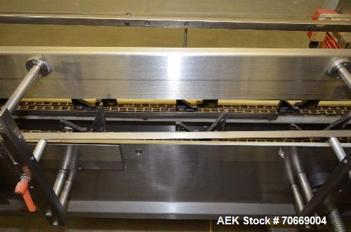 Used ADCO 15dz60 Horizontal Cartoner. Capable of speeds up to 60 cartons per minute. Has 12" centers for a carton sie range: (Length) 1" - 9" (Width) 1" to 4" (Depth) 4" to 12". Has a rotary single h...
