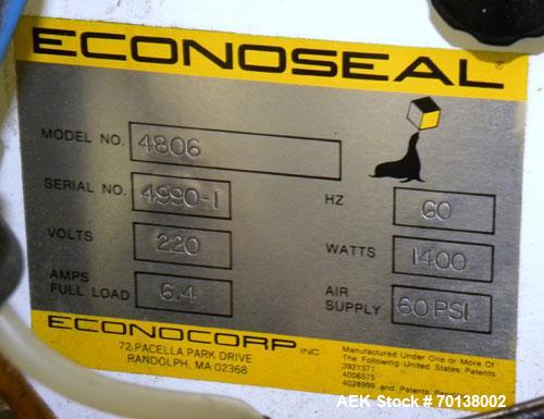 Used Econocorp Twinseal Carton Sealer, Model 4806. Capable of speeds up to 30 cartons per minute (1800 per hour). Has a carton size range: length 3/4" to 12" or 19mm to 305mm, width 3/4" to 4" or 19m...