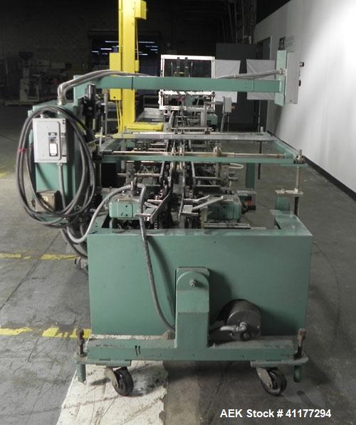 Used Langen Model B1 Semi-Automatic Horizontal Cartoner. Capable of speeds up to 120 cartons per minute. Has 9" centers for a carton size range: (length) 1-3/4" to 6-1/2", (width) 1/2" to 3", (depth)...