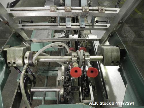 Used Langen Model B1 Semi-Automatic Horizontal Cartoner. Capable of speeds up to 120 cartons per minute. Has 9" centers for a carton size range: (length) 1-3/4" to 6-1/2", (width) 1/2" to 3", (depth)...