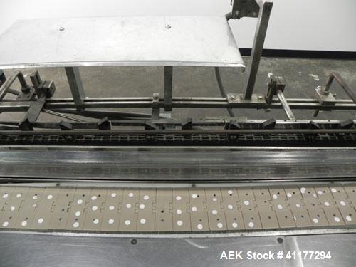 Used Langen Model B1 Semi-Automatic Horizontal Cartoner. Capable of speeds up to 120 cartons per minute. Has 9" centers for a carton size range: (length) 1-3/4" to 6-1/2", (width) 1/2" to 3", (depth)...