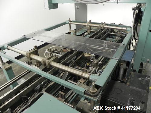 Used Langen Model B1 Semi-Automatic Horizontal Cartoner. Capable of speeds up to 120 cartons per minute. Has 9" centers for a carton size range: (length) 1-3/4" to 6-1/2", (width) 1/2" to 3", (depth)...
