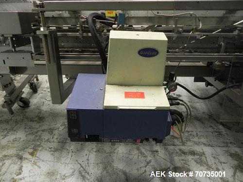Used Langen Model B1 Semi-Automatic Horizontal Cartoner capable of speeds up to 120 cartons per minute. Has 9" centers with 3 chain carrier (can be converted to a 4 chain carrier) for a carton size r...