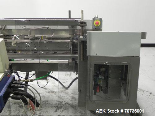 Used Langen Model B1 Semi-Automatic Horizontal Cartoner capable of speeds up to 120 cartons per minute. Has 9" centers with 3 chain carrier (can be converted to a 4 chain carrier) for a carton size r...