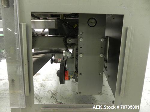 Used Langen Model B1 Semi-Automatic Horizontal Cartoner capable of speeds up to 120 cartons per minute. Has 9" centers with 3 chain carrier (can be converted to a 4 chain carrier) for a carton size r...