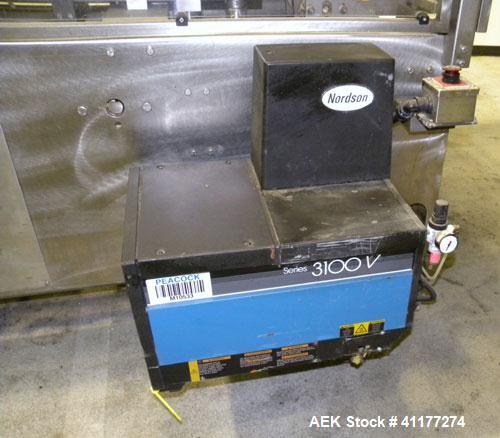 Used Adco Automatic Wraparound Carton Sleever, Model 12WA-125-33. Capable of speeds up to 125 cpm. Fully automatic multipack system for packaging beverage bottles, cans, cups, tubs, trays up to 125 s...