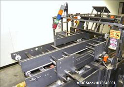 Used Adco Automatic Wraparound Carton Sleever, Model 12WA-125-33, capable of speeds up to 125 cpm.  Fully automatic multipack system for packaging beverage bottles, cans, cups, tubs, trays up to 125 ...