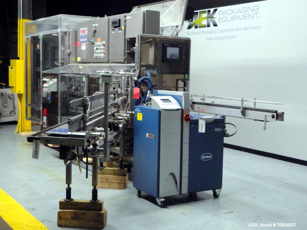Used Tisma Vertical Automatic Volumetric Fill Cartoner with Nordson Verablue Si