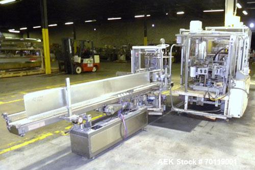 Used Yeaman Machine VCM-1000 Vertical Cartoner with 6 head volumetric cup fille