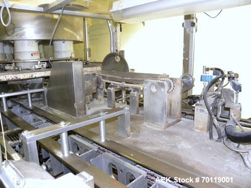Used Yeaman Machine VCM-1000 Vertical Cartoner with 6 head volumetric cup fille