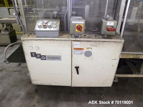 Used Yeaman Machine VCM-1000 Vertical Cartoner with 6 head volumetric cup fille