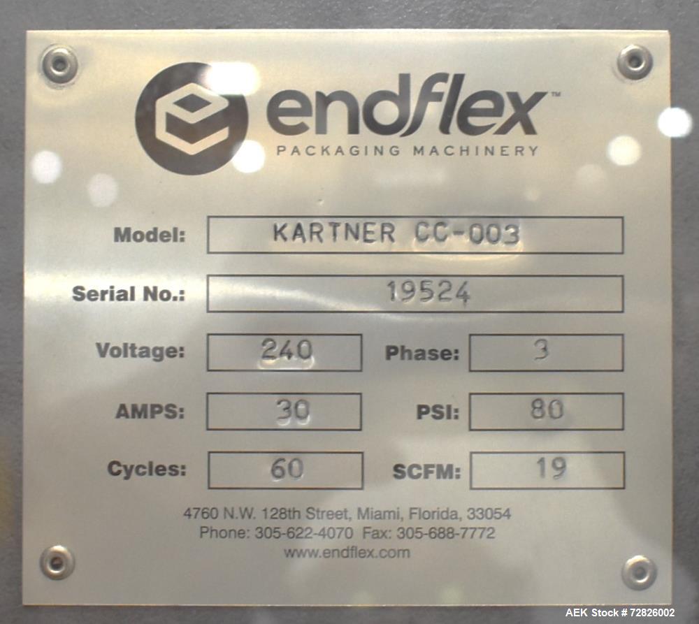 Unused- Endflex (Paxiom) Small Footprint Vertical Cartoner, Model BOXXER KARTNR. Capable of speeds up to 60 CPM (depending o...