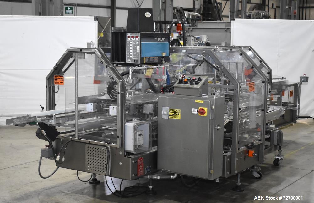 Used Adco Model 6V Vertical Hot Melt Cartoner – Hand Load, 125 CPM