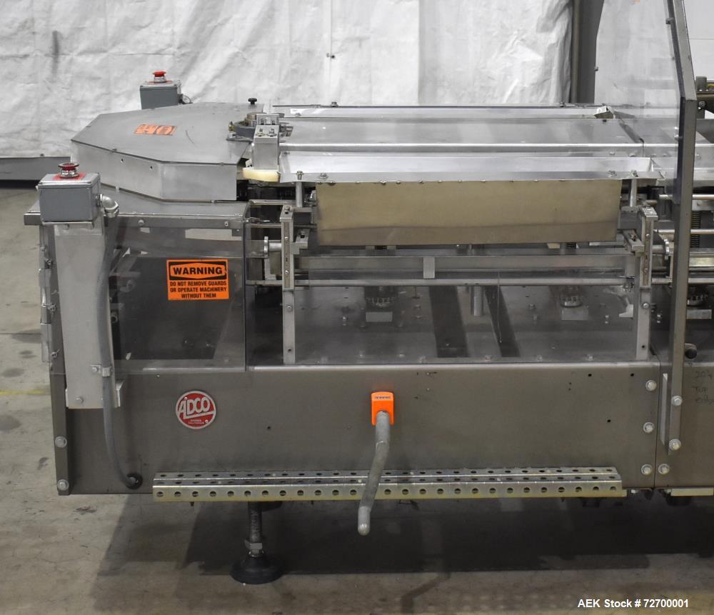 Used Adco Model 6V Vertical Hot Melt Cartoner – Hand Load, 125 CPM