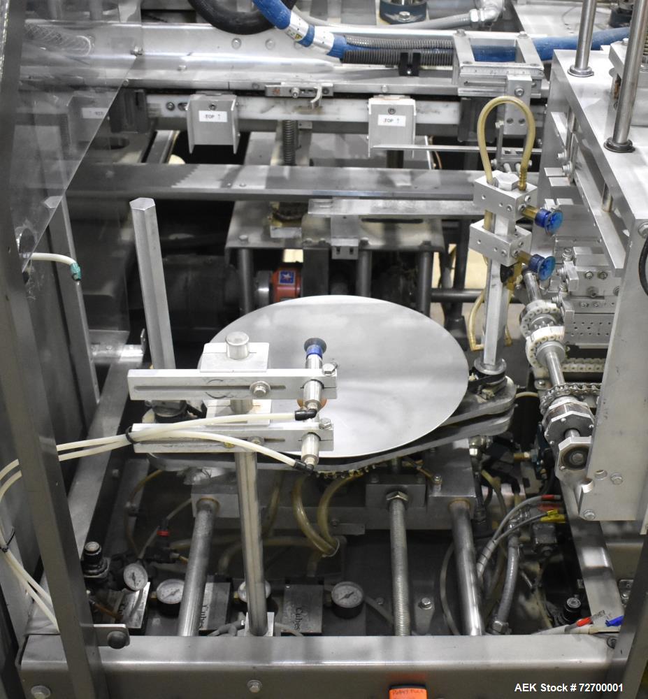 Used Adco Model 6V Vertical Hot Melt Cartoner – Hand Load, 125 CPM