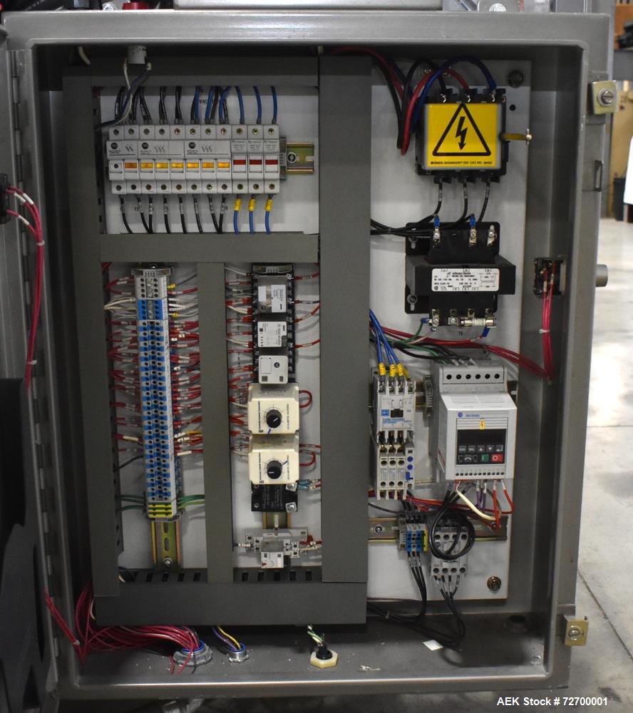 Used Adco Model 6V Vertical Hot Melt Cartoner – Hand Load, 125 CPM