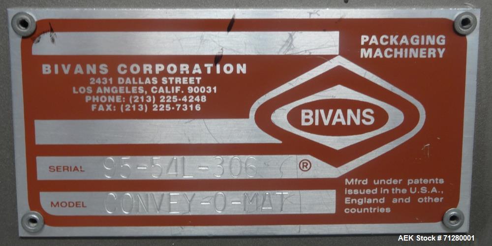 Used Bivans Model 54L Convey-O-Mat Semi-Automatic Vertical Cartoner