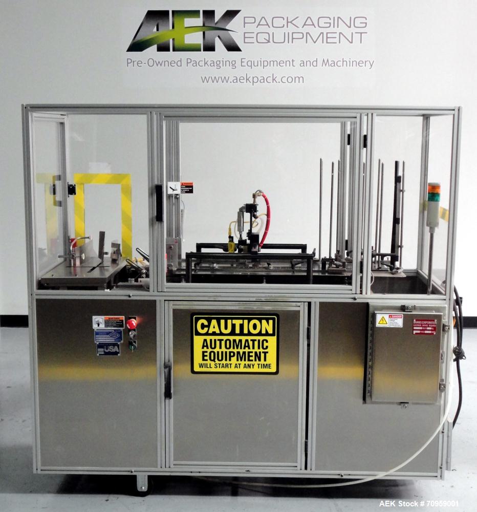 Used Bivans 54L Carton Former and Bottom Closer. Capable of speeds up to 60 cartons per minute. Has a carton size range: (Length) 1/2" - 8-7/8", (Width) 3/8"  - 7", (Depth) 1-1/8" - 14-1/16". Set up ...
