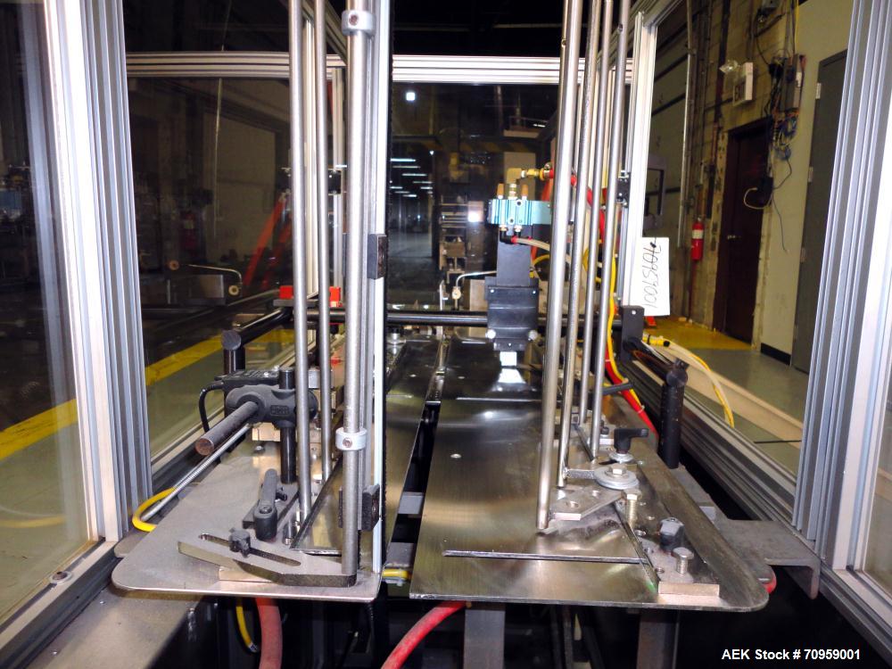 Used Bivans 54L Carton Former and Bottom Closer. Capable of speeds up to 60 cartons per minute. Has a carton size range: (Length) 1/2" - 8-7/8", (Width) 3/8"  - 7", (Depth) 1-1/8" - 14-1/16". Set up ...