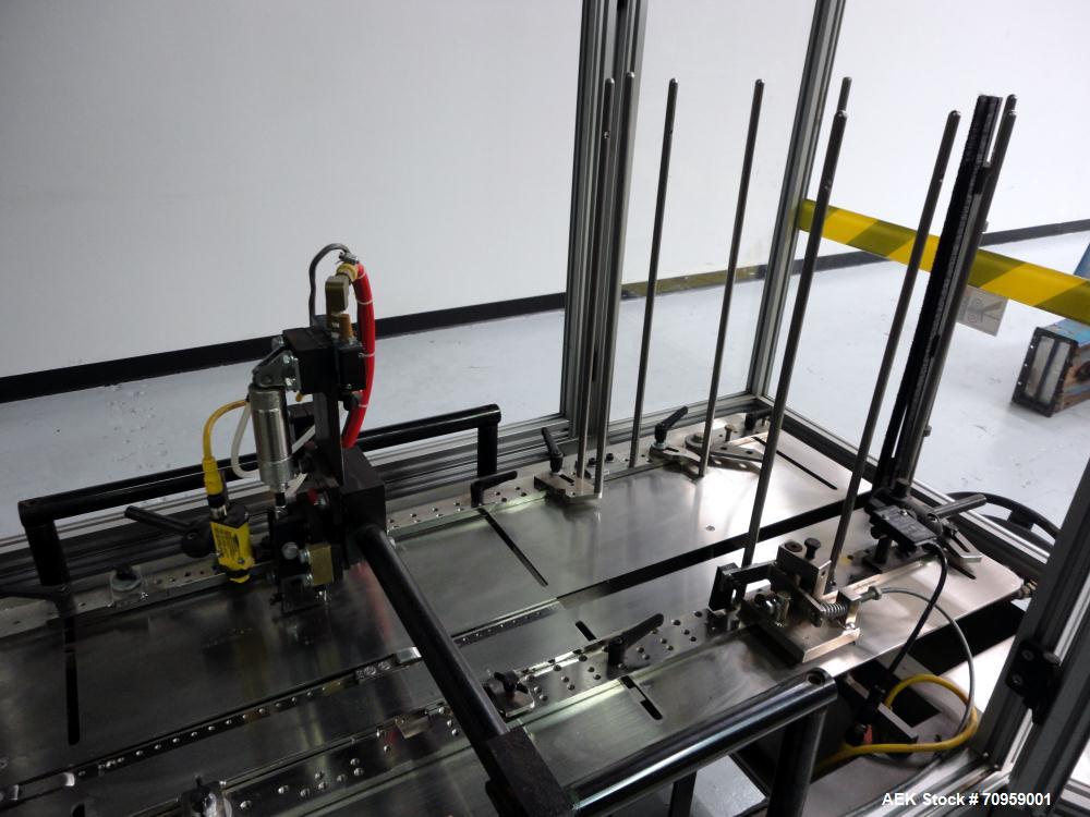 Used Bivans 54L Carton Former and Bottom Closer. Capable of speeds up to 60 cartons per minute. Has a carton size range: (Length) 1/2" - 8-7/8", (Width) 3/8"  - 7", (Depth) 1-1/8" - 14-1/16". Set up ...