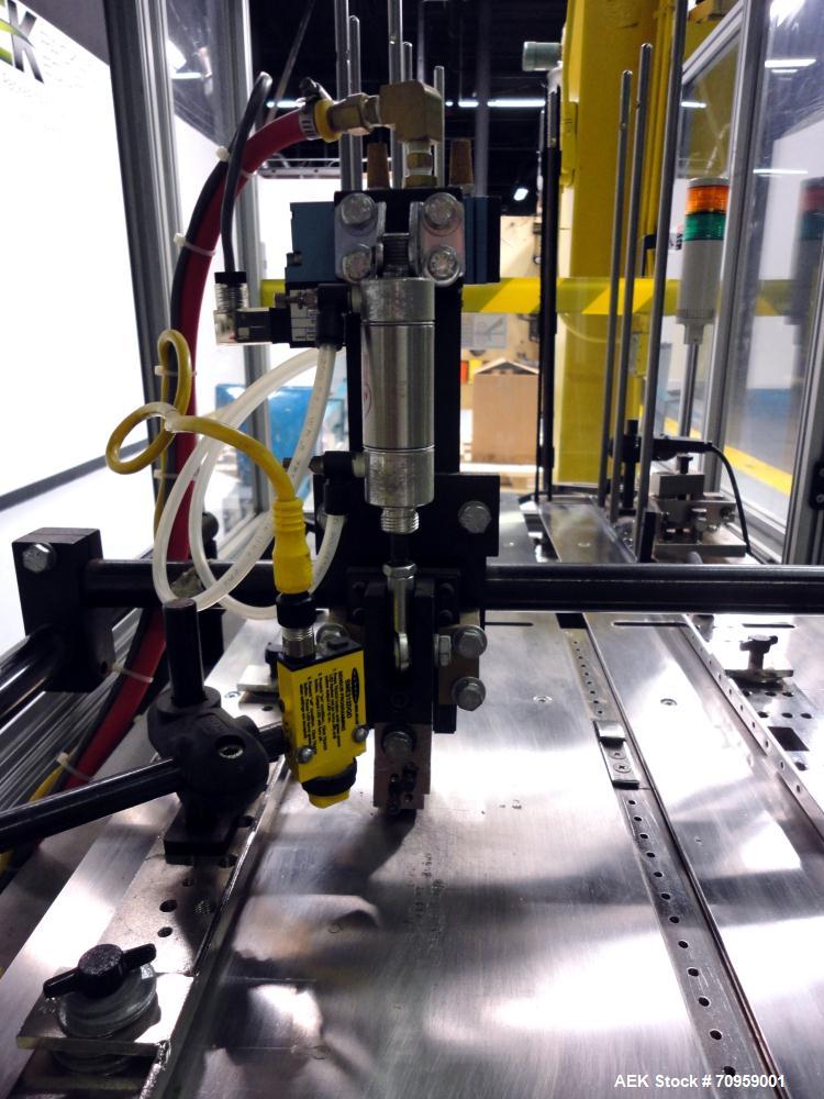 Used Bivans 54L Carton Former and Bottom Closer. Capable of speeds up to 60 cartons per minute. Has a carton size range: (Length) 1/2" - 8-7/8", (Width) 3/8"  - 7", (Depth) 1-1/8" - 14-1/16". Set up ...