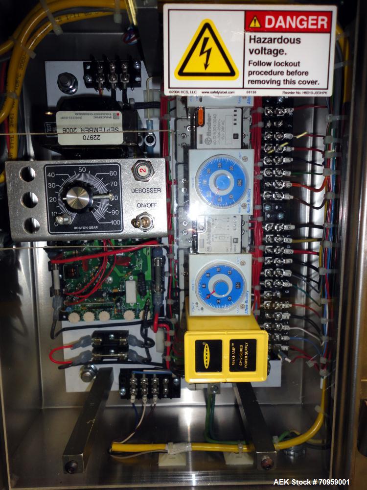 Used Bivans 54L Carton Former and Bottom Closer. Capable of speeds up to 60 cartons per minute. Has a carton size range: (Length) 1/2" - 8-7/8", (Width) 3/8"  - 7", (Depth) 1-1/8" - 14-1/16". Set up ...
