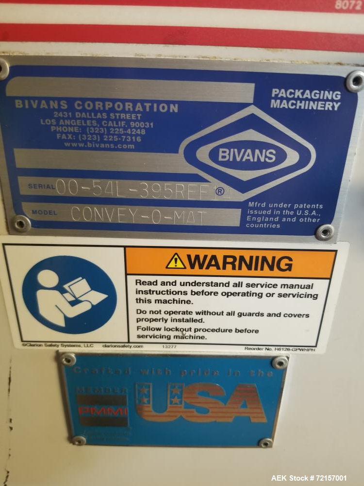 Used Bivans Vertical Cartoner Former. Model 54L Convey-O-Mat