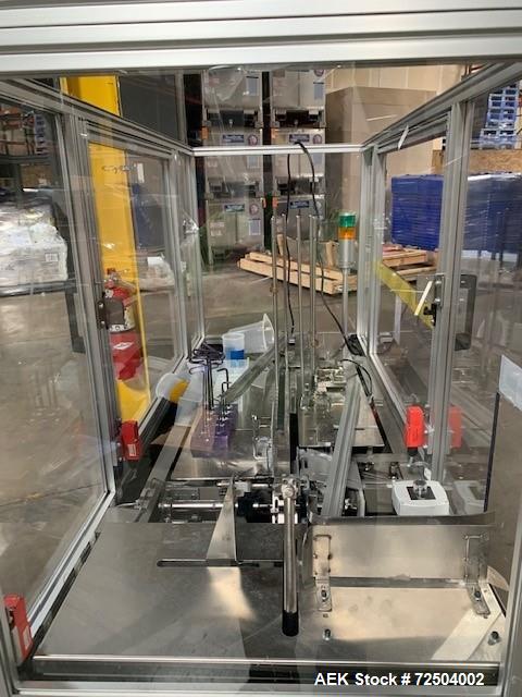 Used: Bivans Model 54L Semi Automatic Vertical Cartoner (carton former and bottom sealer). Capable of speeds up to 60 cartons per minute. Has a carton size range: 7/8" - 5" (length) x 3/8" - 3-1/2" (...