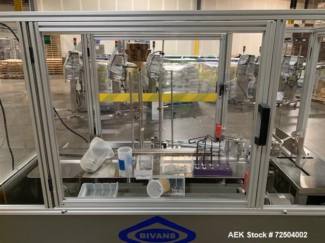 Used: Bivans Model 54L Semi Automatic Vertical Cartoner (carton former and bottom sealer). Capable of speeds up to 60 cartons per minute. Has a carton size range: 7/8" - 5" (length) x 3/8" - 3-1/2" (...