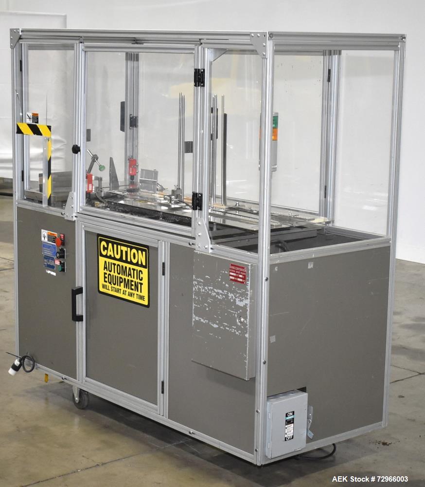 Used Bivans 54L Carton Former and Bottom Closer. Capable of speeds up to 60 cartons per minute. Has a carton size range:  1/2" - 8-7/8" (Length) x  3/8" - 7" (Width) x 1-1/8" - 14-1/16"  (Depth). Set...