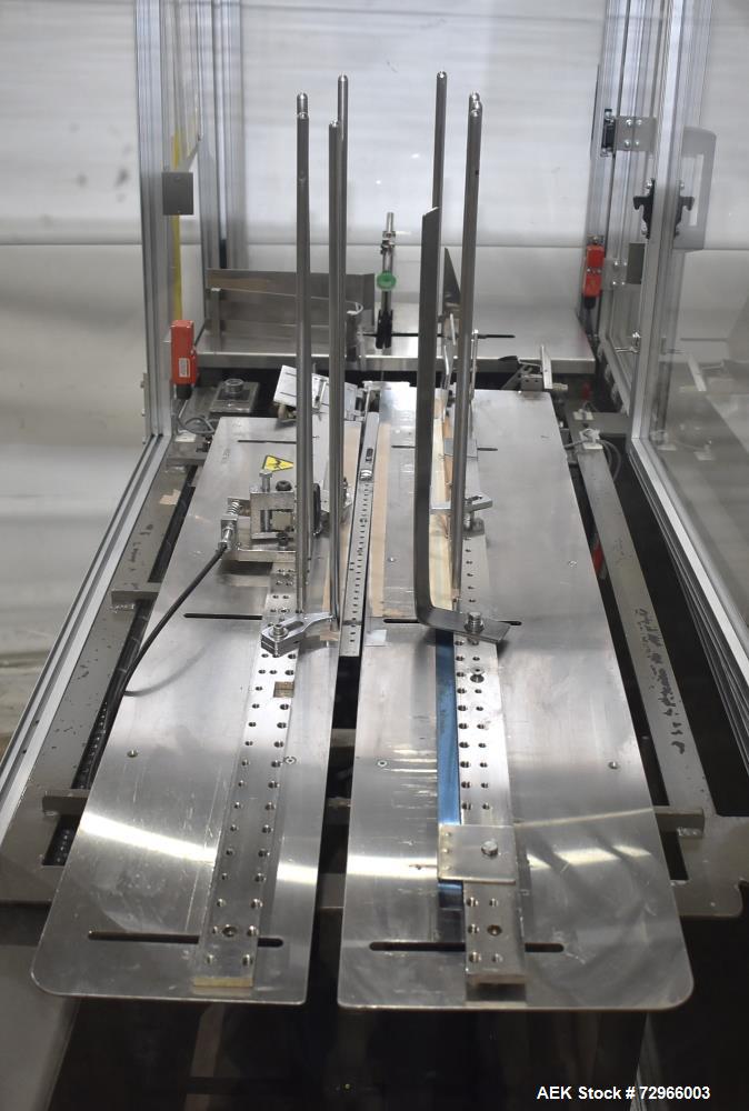 Used Bivans 54L Carton Former and Bottom Closer. Capable of speeds up to 60 cartons per minute. Has a carton size range:  1/2" - 8-7/8" (Length) x  3/8" - 7" (Width) x 1-1/8" - 14-1/16"  (Depth). Set...