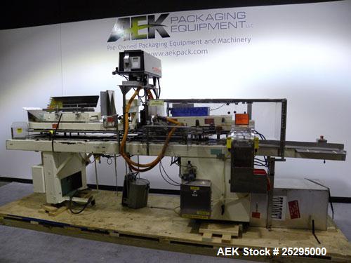 Used Bivans Vertuck Semi Automatic Vertical Cartoner, Model 74G. Capable of speeds up to 120 CPM. Has 6" centers for a carton size range: Length 7/8" - 5" x Width 3/4" - 3-1/2" x Depth/Height 2-1/4" ...