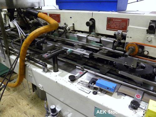 Used Bivans Vertuck Semi Automatic Vertical Cartoner, Model 74G. Capable of speeds up to 120 CPM. Has 6" centers for a carton size range: Length 7/8" - 5" x Width 3/4" - 3-1/2" x Depth/Height 2-1/4" ...