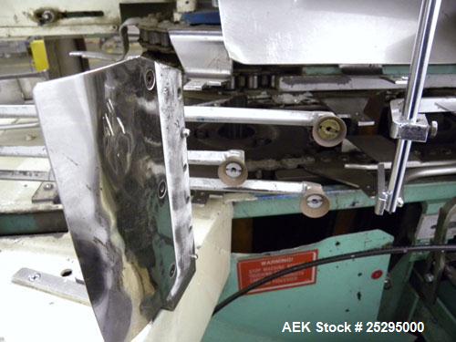 Used Bivans Vertuck Semi Automatic Vertical Cartoner, Model 74G. Capable of speeds up to 120 CPM. Has 6" centers for a carton size range: Length 7/8" - 5" x Width 3/4" - 3-1/2" x Depth/Height 2-1/4" ...