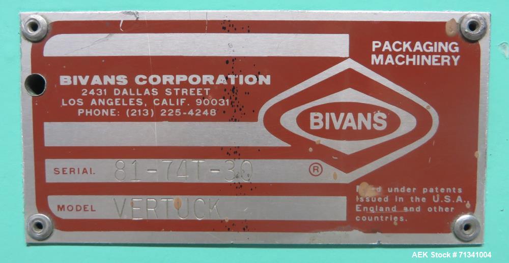 Used Bivans Model 74T Vertuck Semi-Automatic Vertical Cartoner